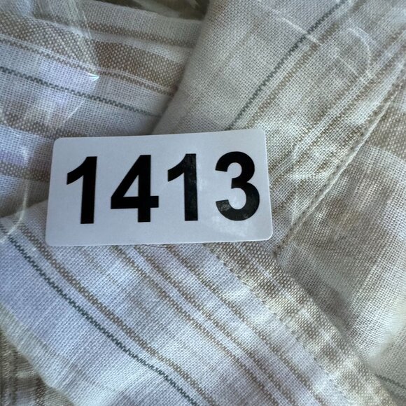 Nautica‎ Linen Button Up Shirt Mens Size XL Beige White Striped Coastal Preppy - Picture 7 of 7